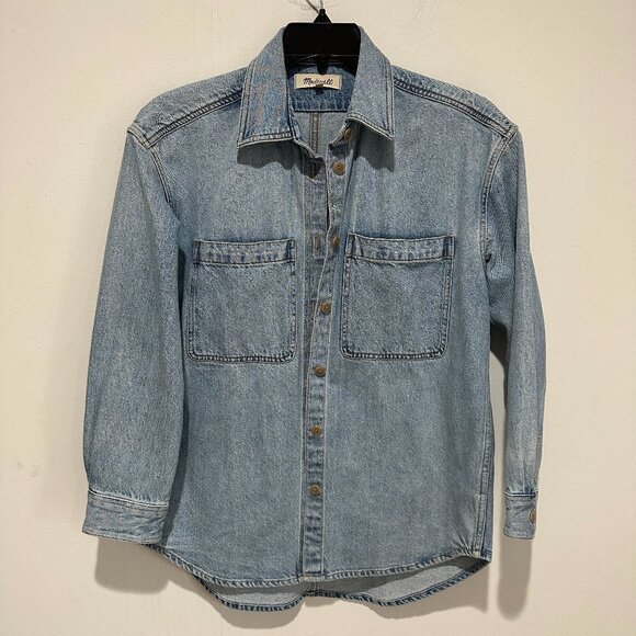Madewell Denim Oversized Button-Up Shirt in Derussey Wash Size S - Picture 3 of 6